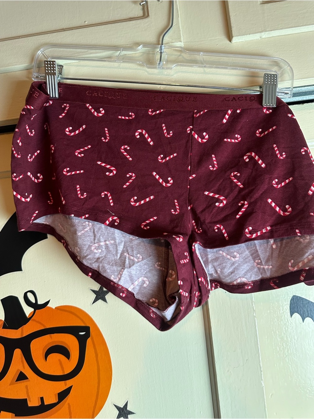 Cacique Maroon Candy Cane Boyshorts size 26/28